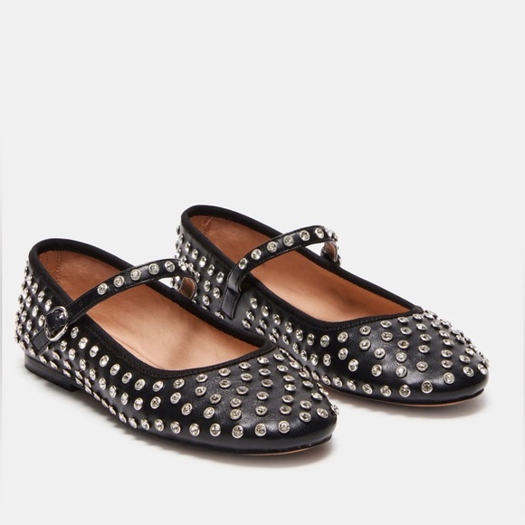 Steve Madden black VINETTA‎ RHINESTONES mary jane flats size 10 brand new - Picture 1 of 10